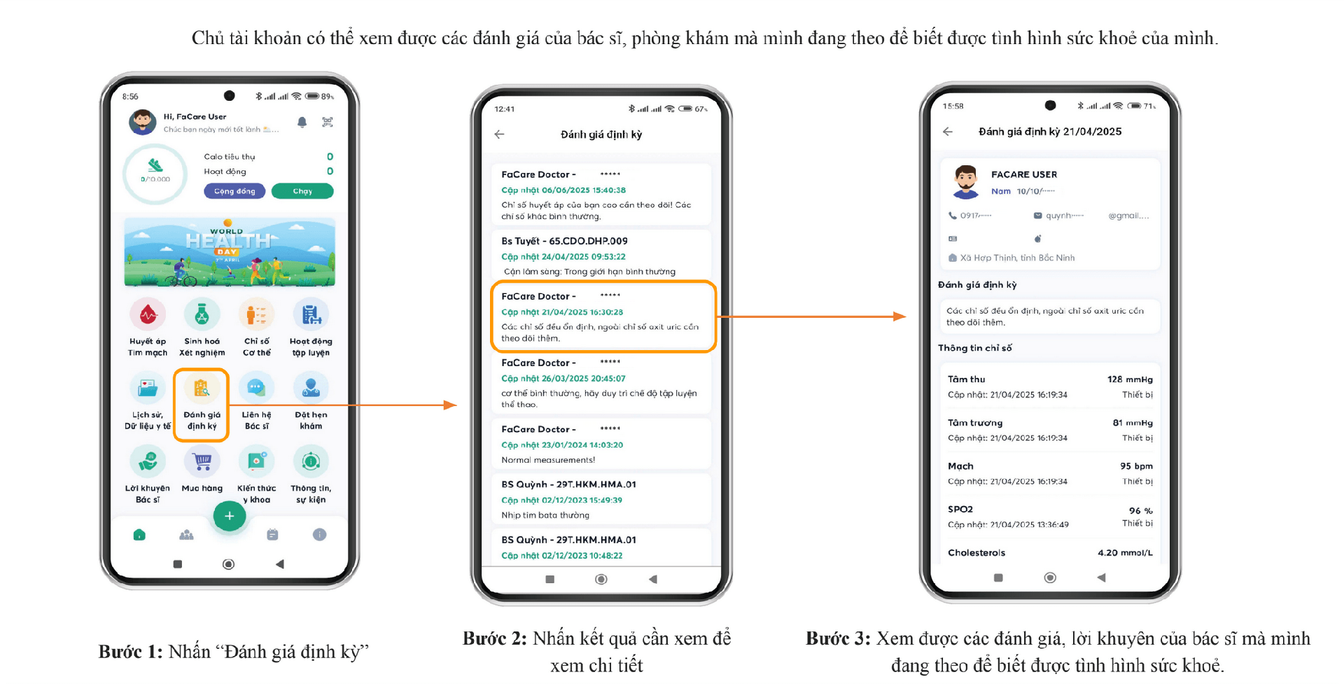 Đánh giá định kỳ trên App FaCare